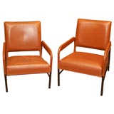 PAIR OF JACQUES ADNET LOUNGE CHAIRS