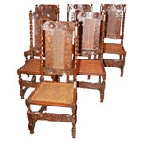 Antique Set of 6 Carolean walnut side chairs