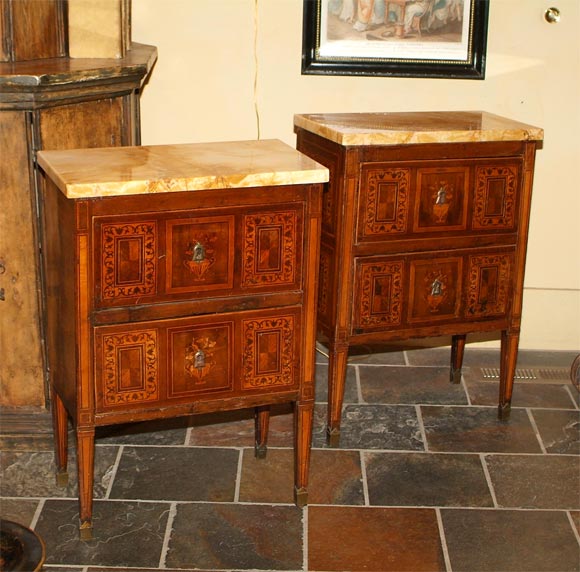 Pair of Italian marquetry commodes