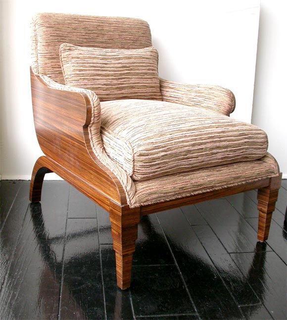 Zebrawood lounge Chairs with Skyscraper Leg<br />
Reproduction of original 1930s Lounge Chair