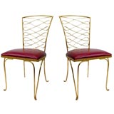 Pair of Jean Pascaud Gilt Lace Back Chairs