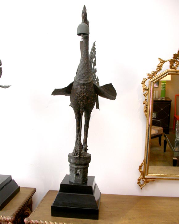 Thai Pair of Tony Duquette Bronze Birds Mounted as Sconces