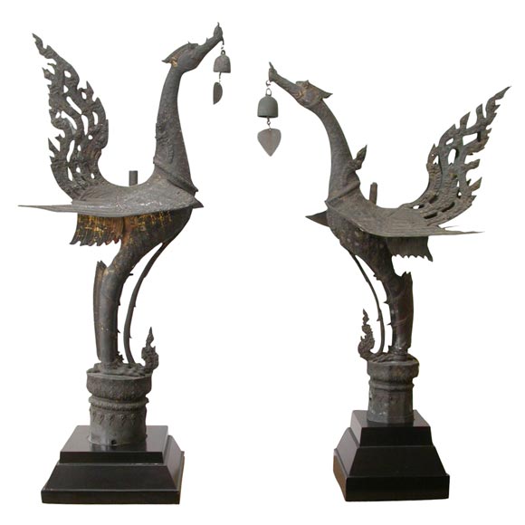 Pair of Tony Duquette Bronze Birds Mounted as Sconces