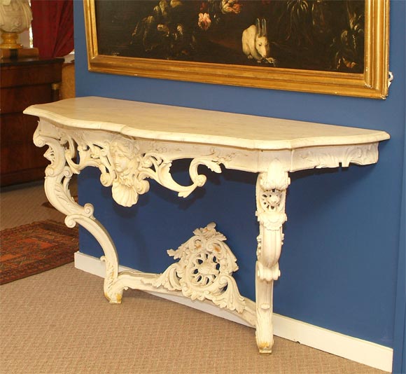 Marble top, Regency style console.