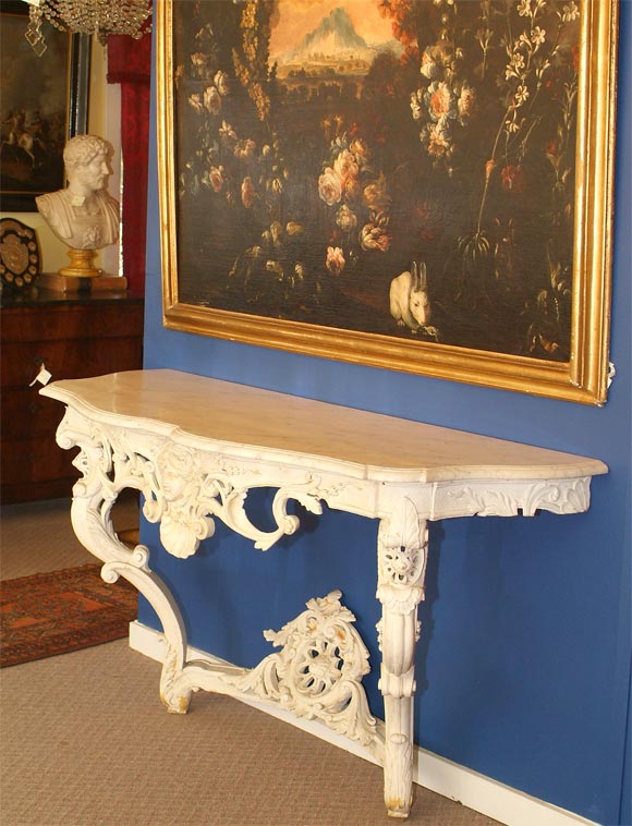 Italian Regency Style Carved and Patinated Console Table For Sale