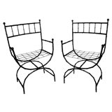 Set of  Four Faux-Bamboo Iron Chairs