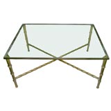 Vintage Brass Faux-Bamboo Coffee Table