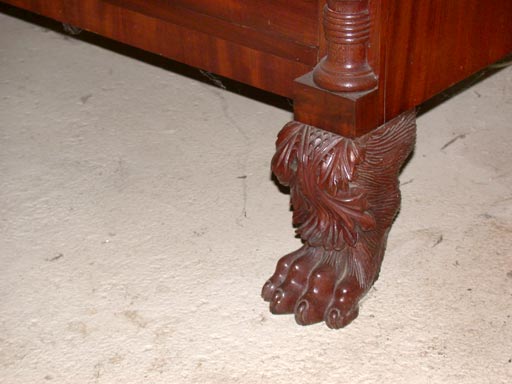 Beautiful Bonnet Topped Linen Press
Decorative Carvings on legs and adjacent to top drawer
2 doors and 4 Drawers
