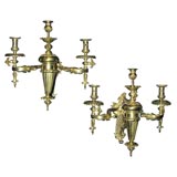 Pair of gilded bronze gasoliers