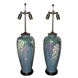 Pair of Art Nouveau cloisonne vases, mounted as lamps