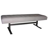 White leather tufted bench