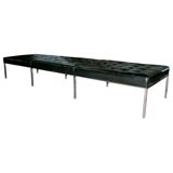 Florence Knoll black leather and chrome bench-1950's