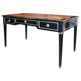 Black Lacquer Leathered Writing Table