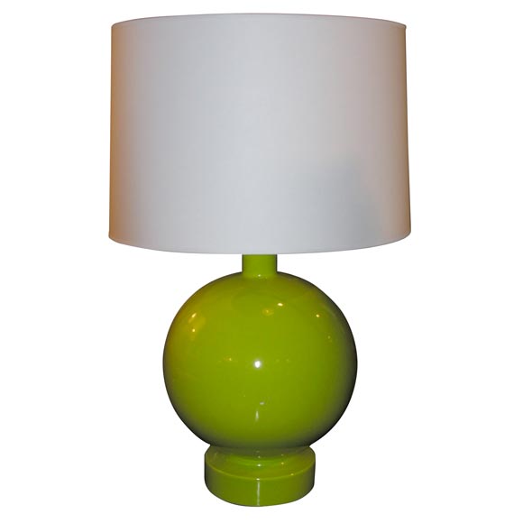 Chartreuse Ceramic Glazed Sphere Lamp