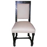 Gouge-Carved Dark Oak Gothic Revival Side Chair