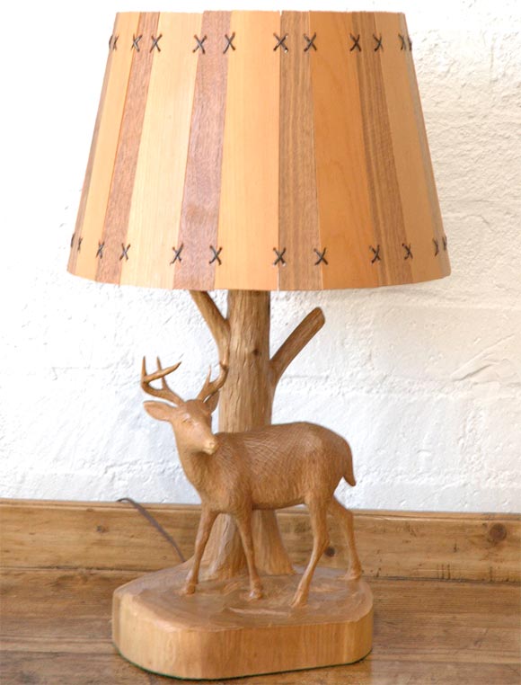 Canadian Carved Figural Table Lamp