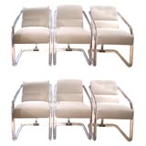 Set of Upholstered Lucite Frame Chairs