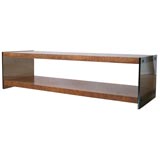 Burled wood and lucite coffee table by Flair