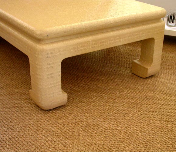 American Karl Springer linen wrapped coffee table
