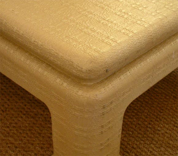 Karl Springer linen wrapped coffee table 1