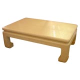Karl Springer linen wrapped coffee table