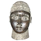 Saturday reduction only Huge bronze head in the style of Benin Royal Court