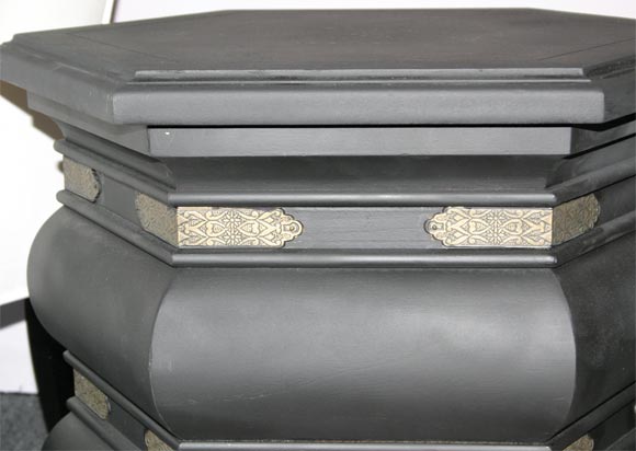 Chinoiserie black and metal sidetables