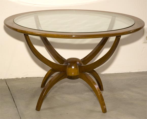 60's Round Coffee Table with Glass Top