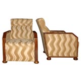 Art Deco mahogany pair of armchairs