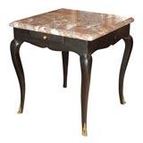 A Louis XV Style Ebonized Marble-Top Side Table