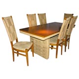 Set of one table and 6 chairs by Audoux-Minet
