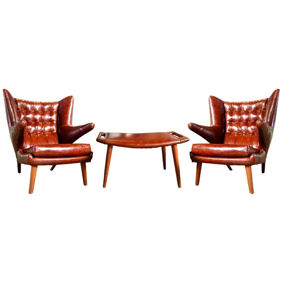 Pair of Papa Bear Armchairs with Ottoman