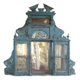 C.1900 Painted Shelf/Cabinet with Mirrors