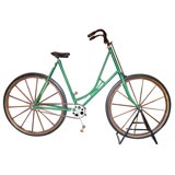 Antique 1895 "Racycle" Bicycle Oak Spoke Wheels and Handlebar