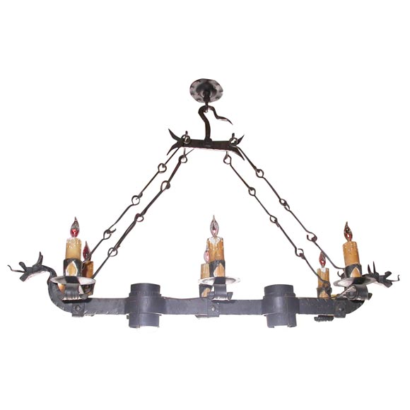 Wrought Iron Dragon Head Chandelier