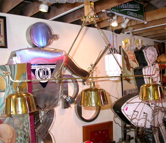 circa 1920 Billiards or Pool Table Light Fixture with Dragons
