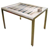 A Marble and Brass Backgammon Table Att. to Gabriella Crespi
