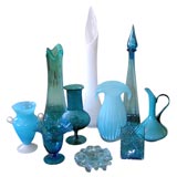 Vintage Blue Glass Arrangement (ten pieces)