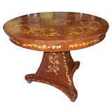 A Round Foyer Table w/ Flower Detail Inlay