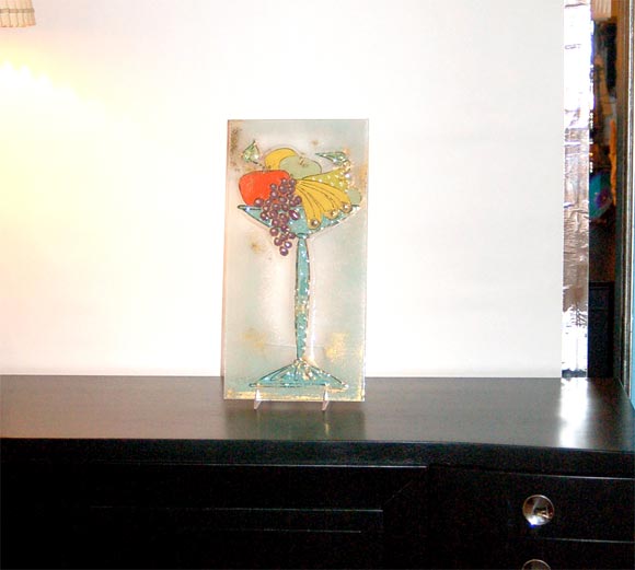 Higgins Glass Panel Depicting a Fruit Compote