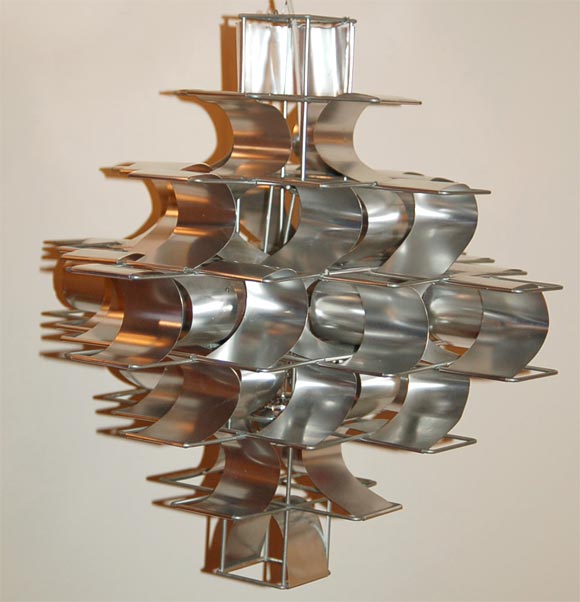 Original Max Sauze 'Cassiope' aluminum hanging light, circa 1970.