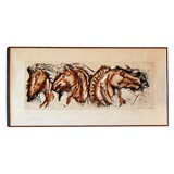 Three Horses Fiberglas Relief Wall Hanging