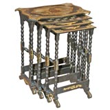 Antique Nest of 4 papier-mache
 tables