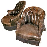 Two Compatable French Leather Chairs
