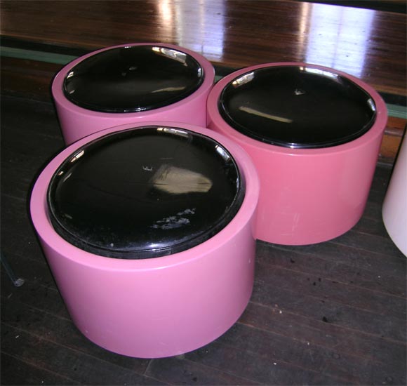 Mid-20th Century Mod Poolside Pink Fiberglass Poufs