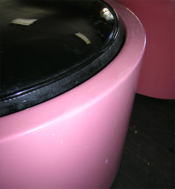 Mod Poolside Pink Fiberglass Poufs 2