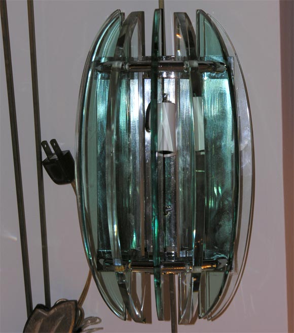 #3267 Architectural 'Industrial' Deco Style Glass Sconces
