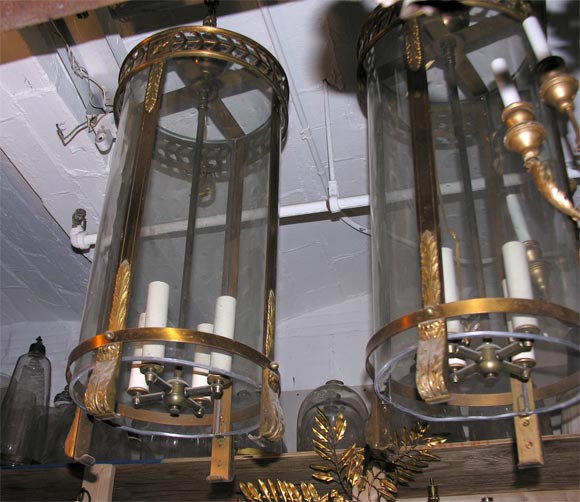 Pair of bronze lanterns