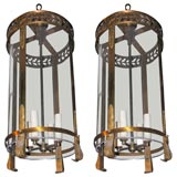 Pair of bronze lanterns
