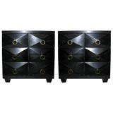 Vintage A Pair of Black Ceruse Commodes in the Manner of James Mont.